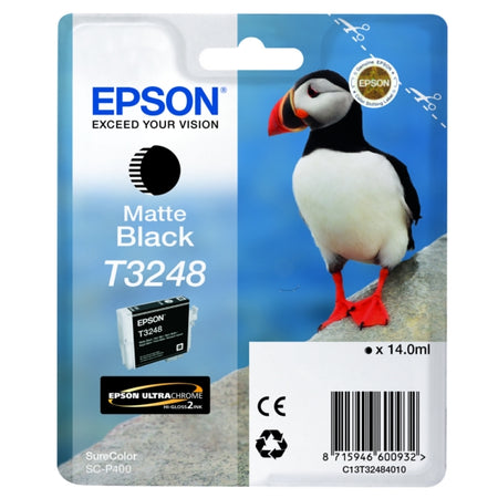 Original Epson C13T32484010 / T3248 Tintenpatrone schwarz matt, 650 Seiten, Inhalt 14 ml