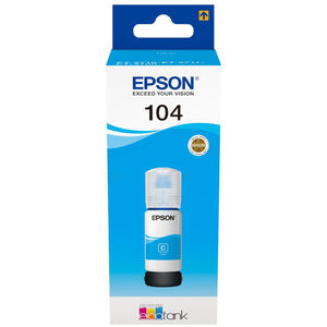 Original Epson 104 / C13T00P240 Tintenflasche cyan · 7.500 Seiten · Inhalt 65 ml