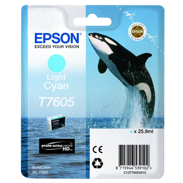 Original Epson C13T76054010 / T7605 Tintenpatrone cyan hell, 2.400 Seiten, Inhalt 25,9 ml
