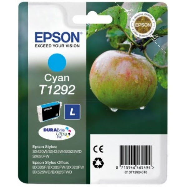 Original Epson C13T12924012 / T1292 Tintenpatrone cyan, 460 Seiten, Inhalt 7 ml