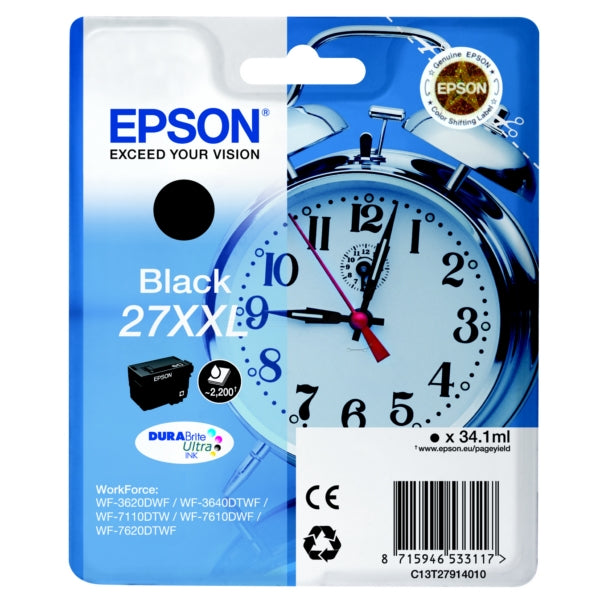 Original Epson C13T27914012 / 27XXL Tintenpatrone schwarz extra High-Capacity, 2.200 Seiten, Inhalt 34,1 ml