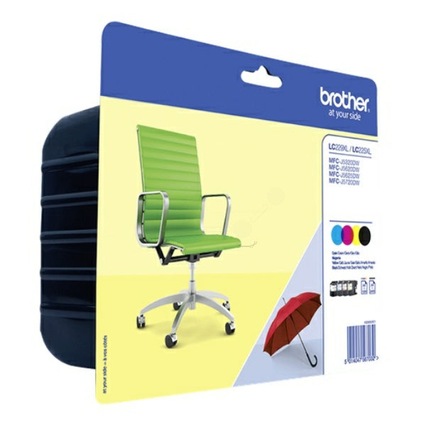 Original Brother LC-229XLVALBPDR Tintenpatrone MultiPack Bk,C,M,Y Blister mit Sicherheitsband, Inhalt 2400pg + 3x1200pg