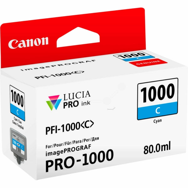 Original Canon 0547C001 / PFI-1000 C Tintenpatrone cyan, 5.025 Seiten, Inhalt 80 ml