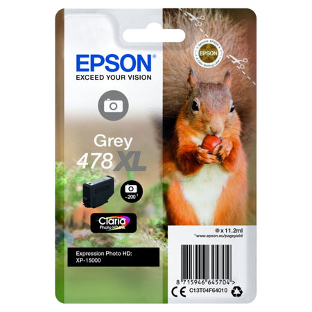 Original Epson C13T04F64010 / 478XL Tintenpatrone grau High-Capacity, Inhalt 11,2 ml