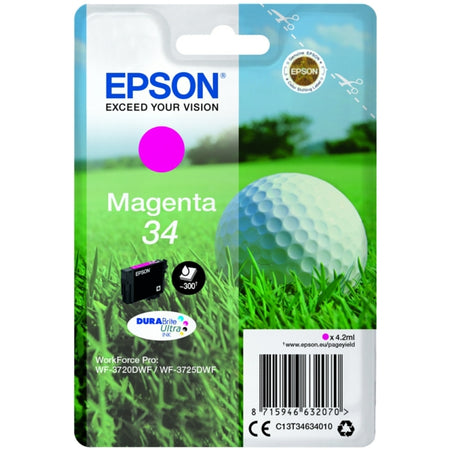 Original Epson C13T34634010 / 34 Tintenpatrone magenta, 300 Seiten, Inhalt 4,2 ml