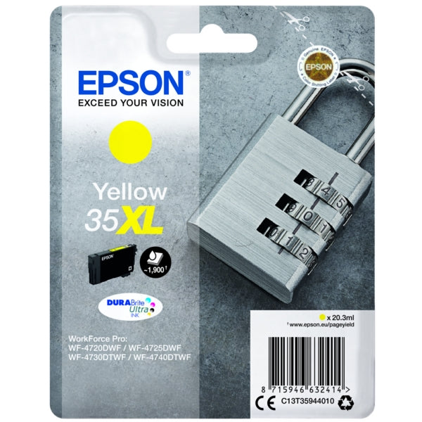 Original Epson C13T35944010 / 35XL Tintenpatrone gelb High-Capacity, 1.900 Seiten, Inhalt 20,3 ml
