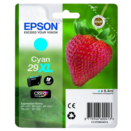 Original Epson C13T29924012 / 29XL Tintenpatrone cyan High-Capacity, 450 Seiten, Inhalt 6,4 ml