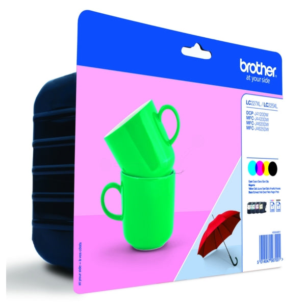 Original Brother LC-227XLVALBPDR Tintenpatrone MultiPack Bk,C,M,Y, 1.200 Seiten, Inhalt VE=4