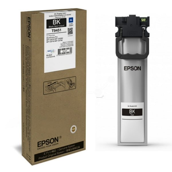 Original Epson C13T945140 / T9451 Tintenpatrone schwarz High-Capacity, 5.000 Seiten, Inhalt 65 ml