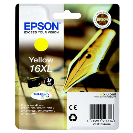 Original Epson C13T16344012 / 16XL Tintenpatrone gelb High-Capacity XL, 450 Seiten, Inhalt 6,5 ml