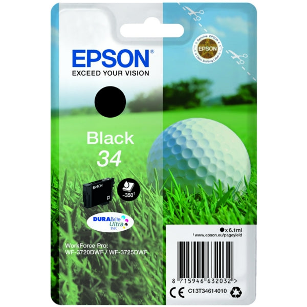 Original Epson C13T34614010 / 34 Tintenpatrone schwarz, 350 Seiten, Inhalt 6,1 ml