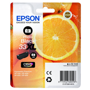 Original Epson 33XL Tintenpatrone photoschwarz (Orange)