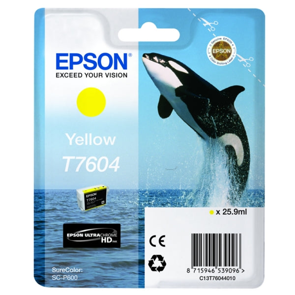 Original Epson C13T76044010 / T7604 Tintenpatrone gelb, 2.100 Seiten, Inhalt 25,9 ml