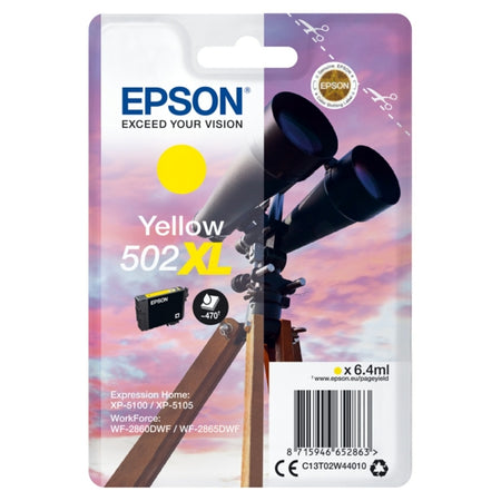Original Epson C13T02W44010 / 502XL Tintenpatrone gelb High-Capacity, 470 Seiten, Inhalt 6,4 ml