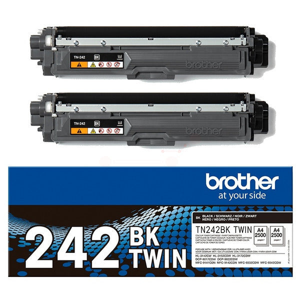 Original Brother TN-242BKTWIN Toner-Kit schwarz Doppelpack, 2.500 Seiten, Inhalt VE=2