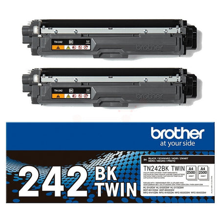 Original Brother TN-242BKTWIN Toner-Kit schwarz Doppelpack, 2.500 Seiten, Inhalt VE=2
