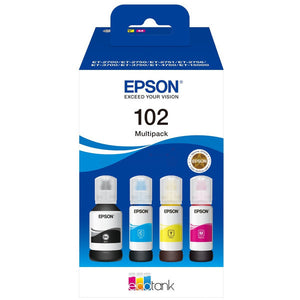 Original Epson C13T03R640 / 102 Tintenflasche 4er-Set Bk,C,M,Y · Inhalt 127ml + 3x70ml