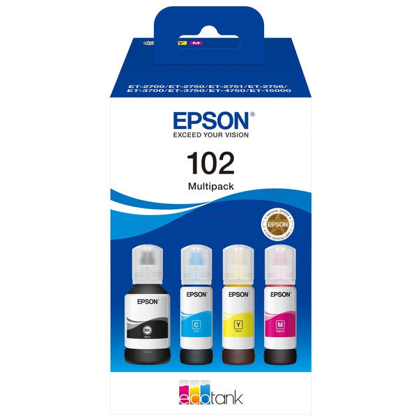 Original Epson C13T03R640 / 102 Tintenflasche MultiPack Bk,C,M,Y, Inhalt 127ml + 3x70ml