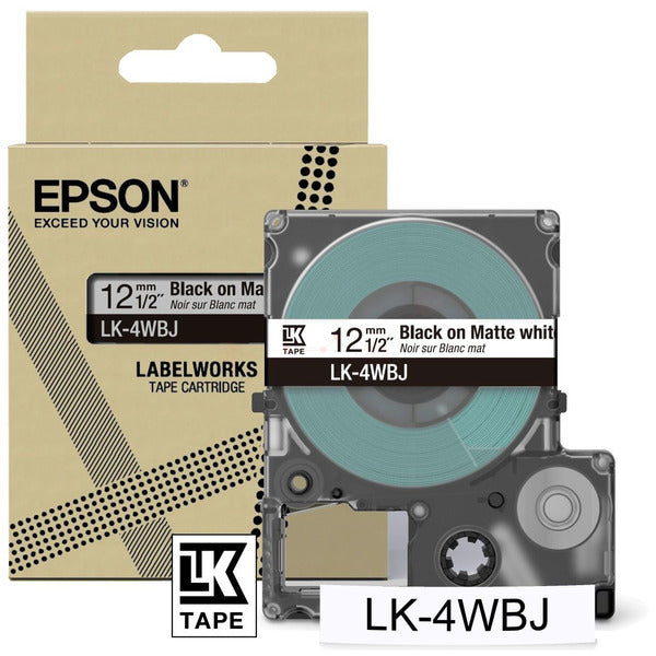 Original Epson C53S672062 / LK-4WBJ DirectLabel-Etiketten schwarz auf weiss matt 12mm x 8m