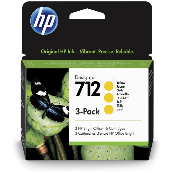 Original HP 3ED79A / 712 Tintenpatrone gelb MultiPack, Inhalt 29 ml, VE=3
