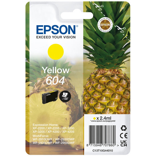 Original Epson C13T10G44010 / 604 Tintenpatrone gelb, 130 Seiten, Inhalt 2,4 ml