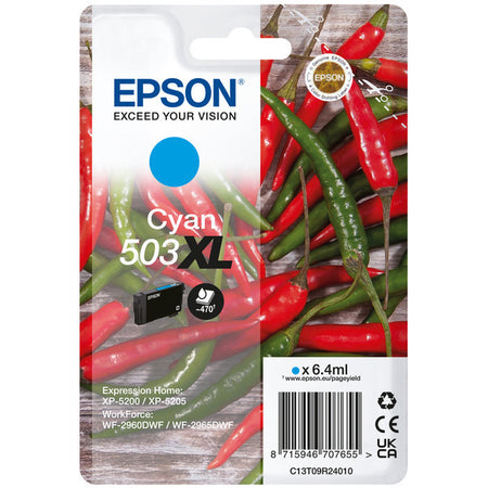 Original Epson C13T09R24010 / 503XL Tintenpatrone cyan High-Capacity, 470 Seiten, Inhalt 6,4 ml