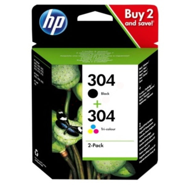 Original HP 3JB05AE / 304 Druckkopfpatrone Multipack schwarz + color, Inhalt 100 pg + 120 pg