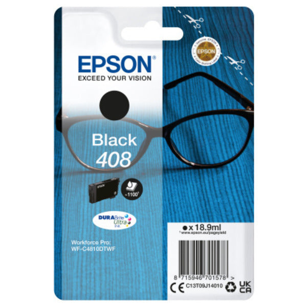 Original Epson C13T09J14010 / 408 Tintenpatrone schwarz, 1.100 Seiten, Inhalt 18,9 ml