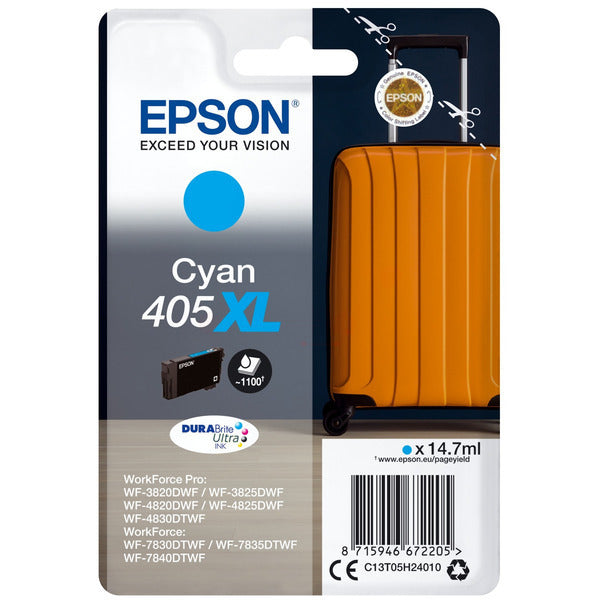 Original Epson C13T05H24010 / 405 XL Tintenpatrone cyan High-Capacity, 1.100 Seiten, Inhalt 14,7 ml