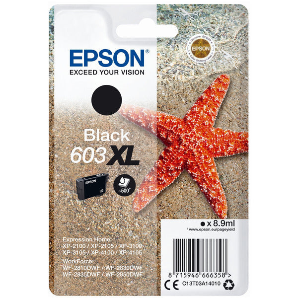 Original Epson C13T03A14010 / 603XL Tintenpatrone schwarz High-Capacity, 500 Seiten, Inhalt 8,9 ml