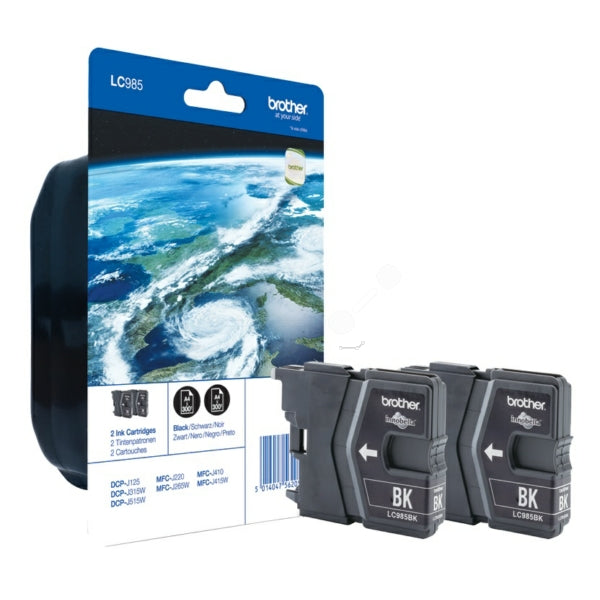 Original Brother LC-985BKBP2DR Tintenpatrone schwarz Doppelpack Blister Acustic Magnetic, 300 Seiten, Inhalt 9 ml, VE=2