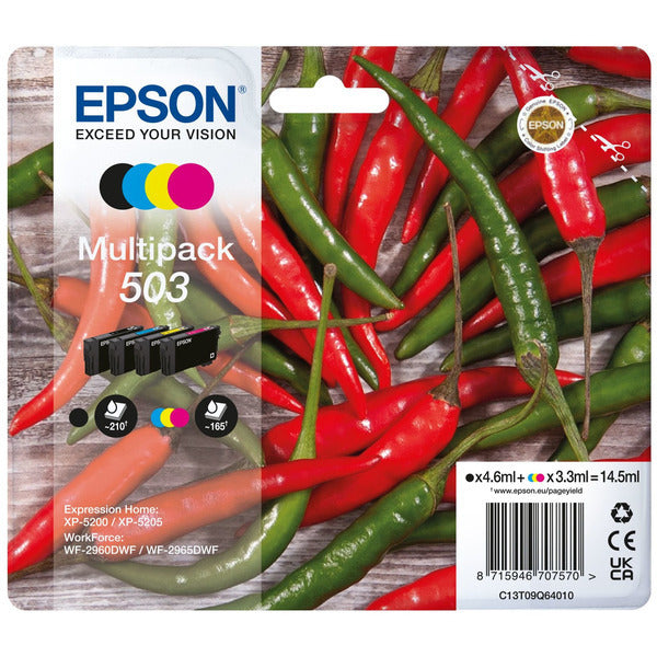 Original Epson C13T09Q64010 / 503 Tintenpatrone MultiPack Bk,C,M,Y, Inhalt 210pg + 3x165pg