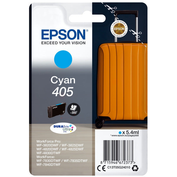 Original Epson C13T05G24010 / 405 Tintenpatrone cyan, 300 Seiten, Inhalt 5,4 ml