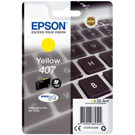 Original Epson C13T07U440 / 407 Tintenpatrone gelb, 1.900 Seiten, Inhalt 20,3 ml