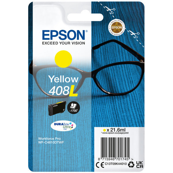 Original Epson C13T09K44010 / 408L Tintenpatrone gelb High-Capacity, 1.700 Seiten, Inhalt 21,6 ml