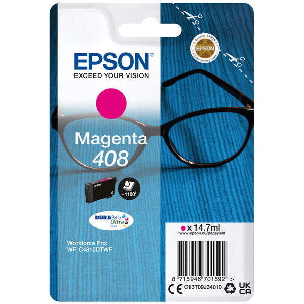 Original Epson C13T09J34010 / 408 Tintenpatrone magenta, 1.100 Seiten, Inhalt 14,7 ml