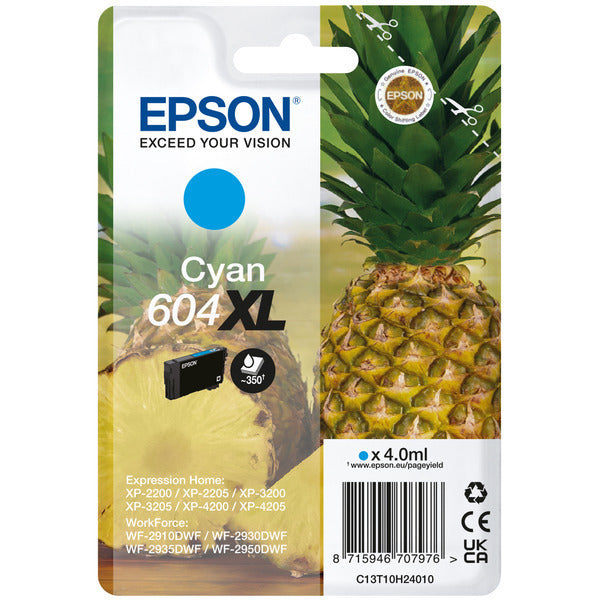 Original Epson C13T10H24010 / 604XL Tintenpatrone cyan High-Capacity, 350 Seiten, Inhalt 4 ml