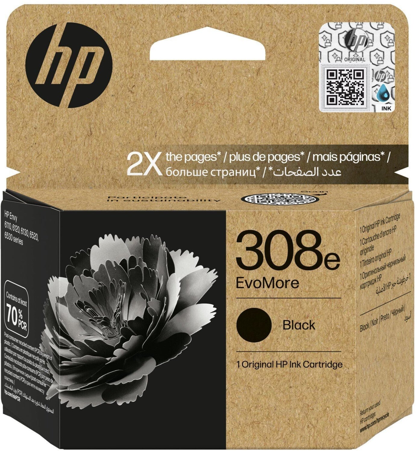 Original HP 7FP22UE / 308E Druckkopfpatrone schwarz Evomore, 320 Seiten
