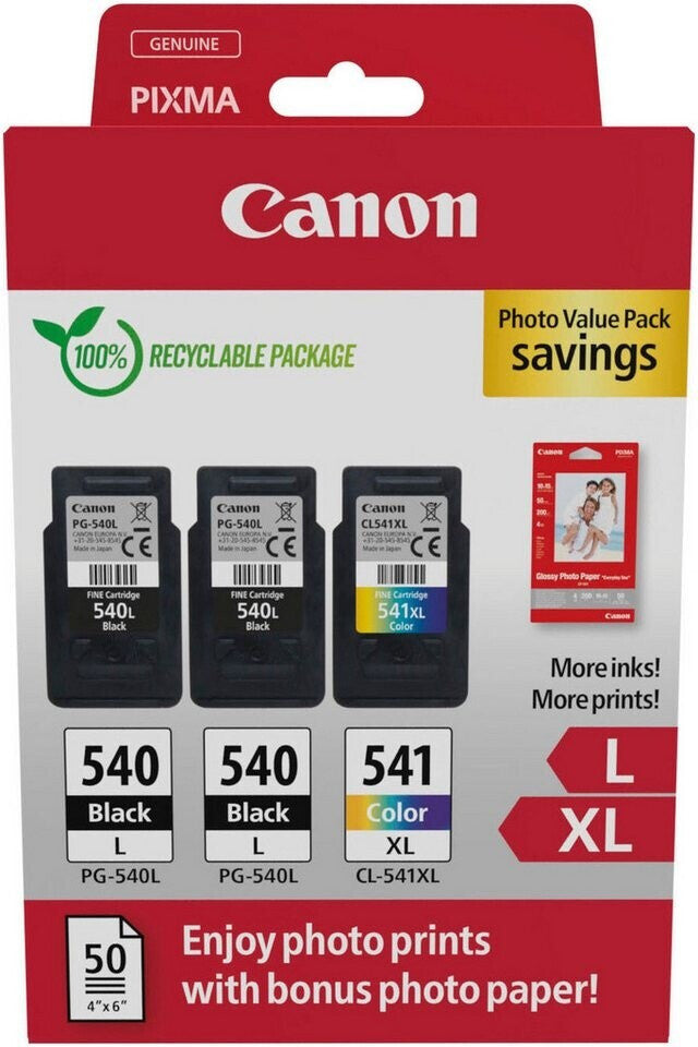 Original Canon 5224B015 / PG-540L+CL-541XL Druckkopfpatrone Multipack 2x schwarz +1x color, Inhalt VE=3