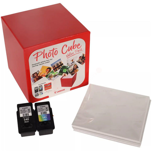 Original Canon 5225B012 / PG-540+CL-541 Druckkopfpatrone Multipack schwarz / color Cube + Fotopapier PP-201 13x13cm 40 Blatt, Inhalt 180pg+180pg
