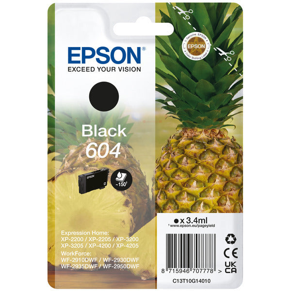 Original Epson C13T10G14010 / 604 Tintenpatrone schwarz, 150 Seiten, Inhalt 3,4 ml