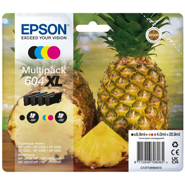 Original Epson C13T10H64010 / 604XL Tintenpatrone MultiPack Bk,C,M,Y High-Capacity, Inhalt 500pg + 3x350pg