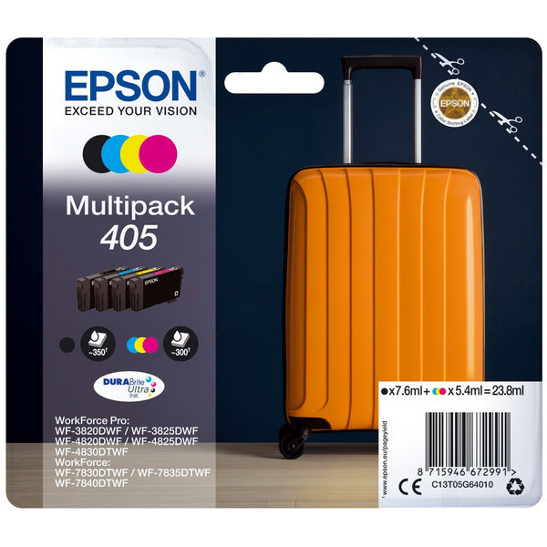 Original Epson C13T05G64010 / 405 Tintenpatrone MultiPack Bk,C,M,Y, 1.250 Seiten, Inhalt 7,6ml + 3x5,4ml