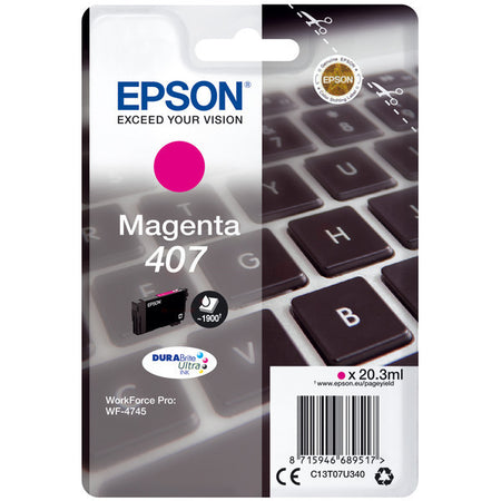 Original Epson C13T07U340 / 407 Tintenpatrone magenta, 1.900 Seiten, Inhalt 20,3 ml