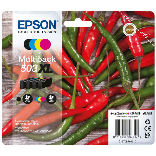 Original Epson C13T09R64010 / 503XL Tintenpatrone MultiPack Bk,C,M,Y High-Capacity, Inhalt 550pg + 3x470pg