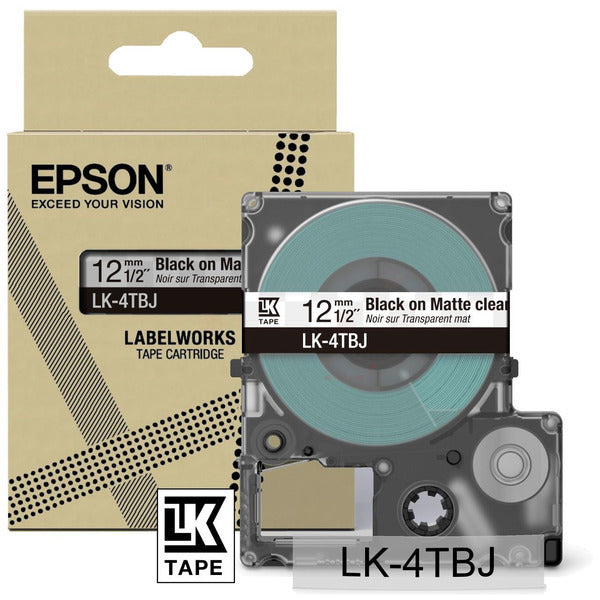 Original Epson C53S672065 / LK-4TBJ DirectLabel-Etiketten schwarz auf Transparent 12mm x 8m