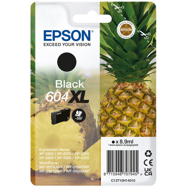 Original Epson C13T10H14010 / 604XL Tintenpatrone schwarz High-Capacity, 500 Seiten, Inhalt 8,9 ml