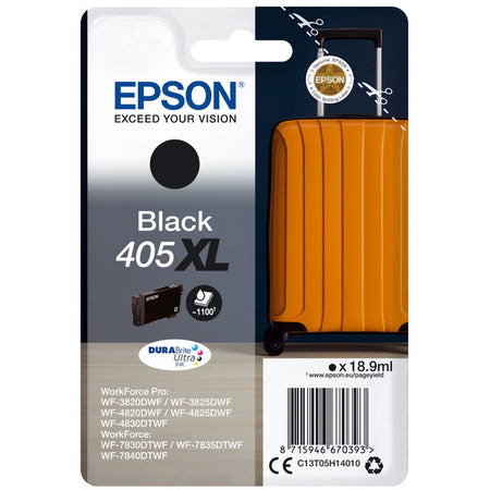 Original Epson C13T05H14010 / 405 XL Tintenpatrone schwarz High-Capacity, 1.100 Seiten, Inhalt 18,9 ml