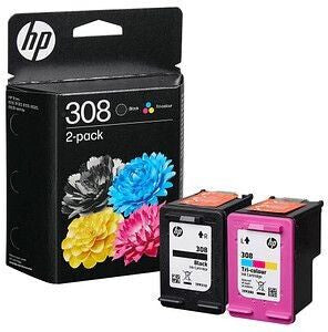 Original HP 6L6S6UE / 308 Druckkopfpatrone Multipack schwarz + color, Inhalt VE=2