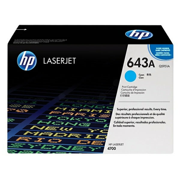 Original HP Q5951A / 643A Tonerkartusche cyan, 10.000 Seiten